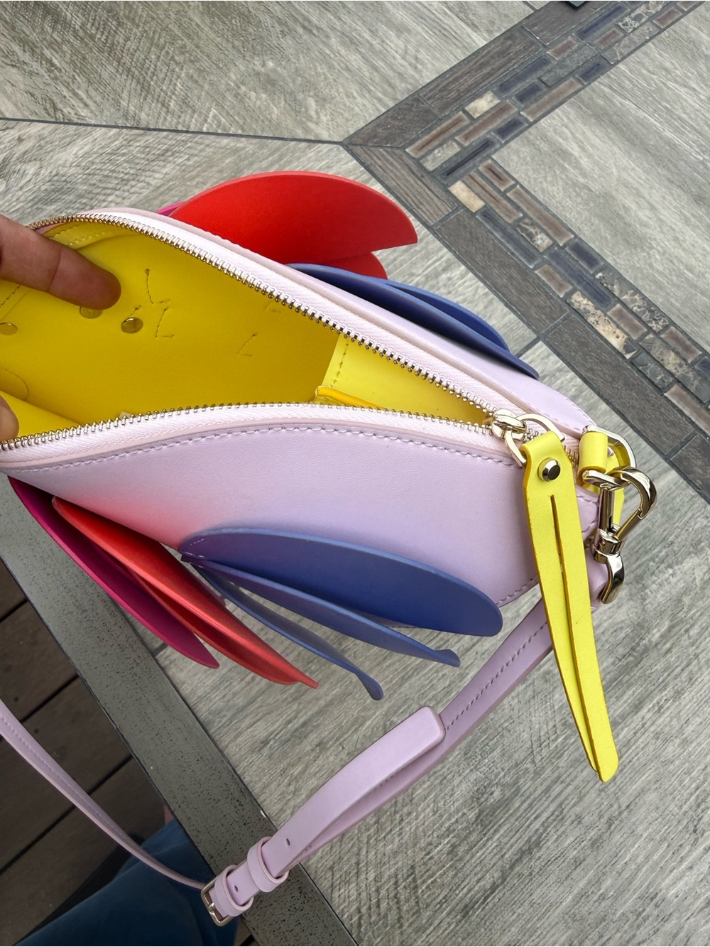 NWOT Kate Spade Parrot Flock Party crossbody bag smooth multicolor pink leather - Picture 12 of 12